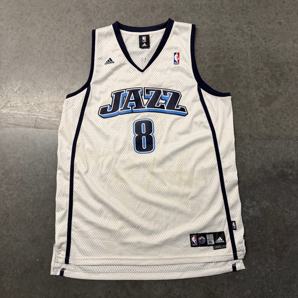 Adidas Utah Jazz Deron Williams 8 NBA Jersey Mens XL White Basketball Swingman